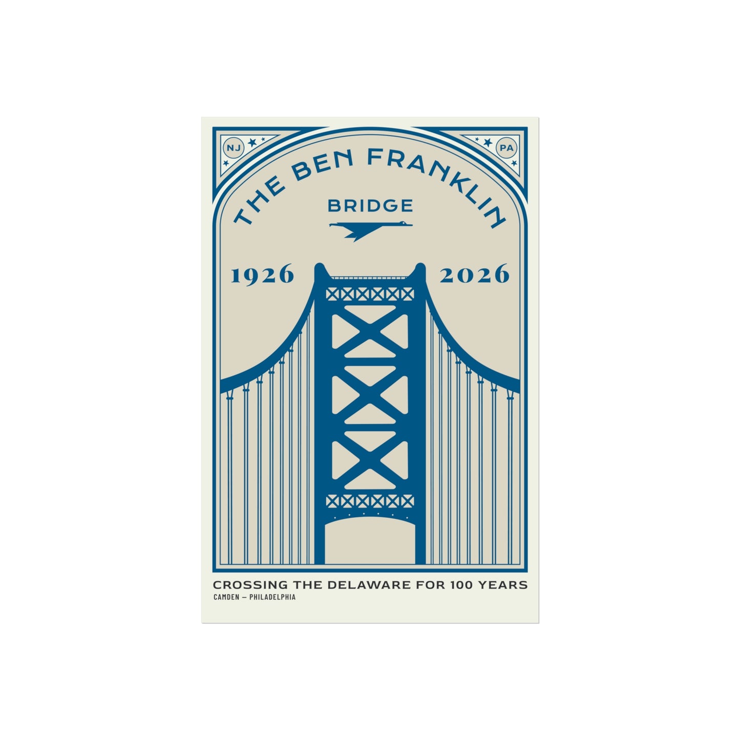 Ben Franklin Bridge Fine Art Poster — 1926–2026 Centennial Commemorative Print