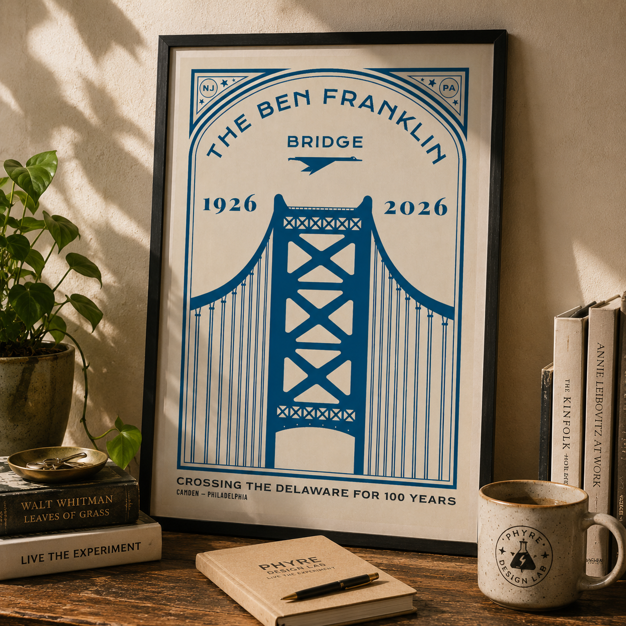 Ben Franklin Bridge Fine Art Poster — 1926–2026 Centennial Commemorative Print