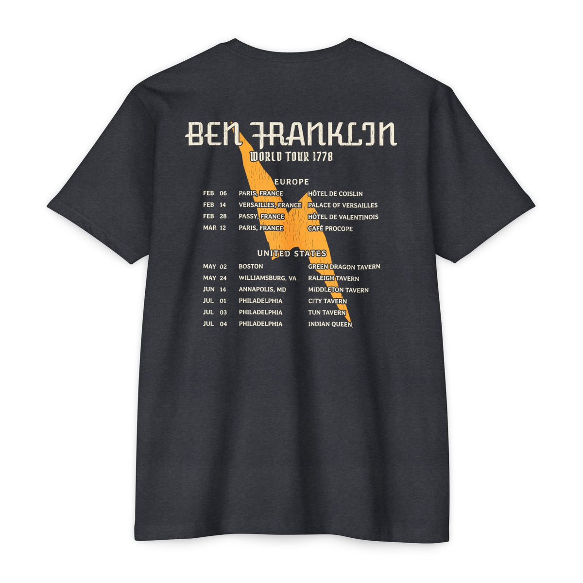 Ben Franklin Lightning Tour 1778 Vintage Concert Tee