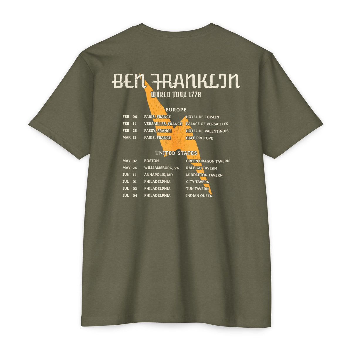 Ben Franklin Lightning Tour 1778 Vintage Concert Tee