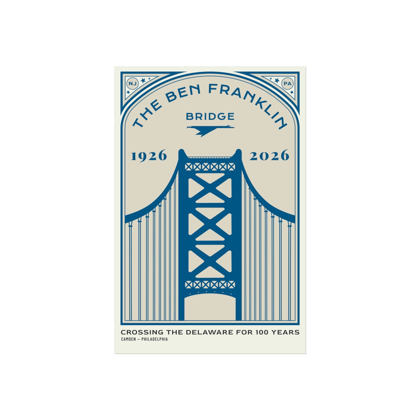 Ben Franklin Bridge Fine Art Poster — 1926–2026 Centennial Commemorative Print